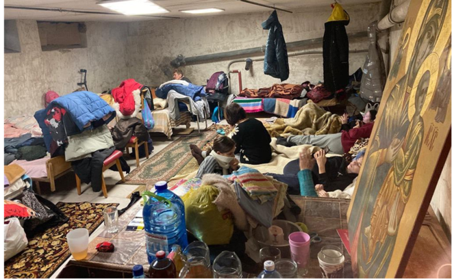 현재 우크라이나 피난민들의 모습. (사진 출처 = 구속주회 한국 지구 온라인 카페)<br>
