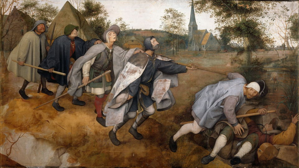 (그림 1) ‘눈먼&nbsp;이가 눈먼 이를 이끌다(눈먼 이의 비유)’,&nbsp;피터르 브뤼헐 더 아우더. (1568)&nbsp;(이미지 출처 = 나폴리 카포 디 몬테 미술관 홈페이지)<br>