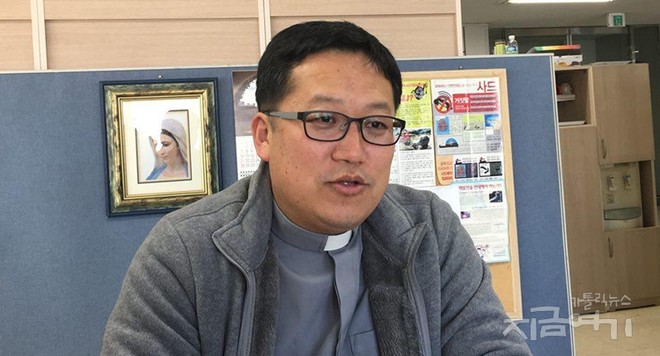 부산교구 김준한 신부(남산동 본당 주임, 정의평화위원회 위원). ⓒ정현진&nbsp;기자<br>