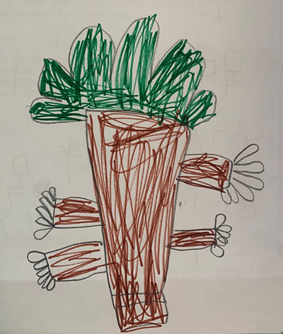 한 유아의 목련 나무 추모 그림.&nbsp;(이미지 출처 = 담임 교사의 수업 기록)<br>
