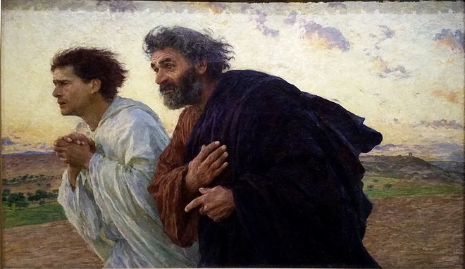 '부활 아침 무덤으로 달려가는 베드로와 요한', 외젠 뷔르낭. (이미지 출처 =&nbsp;commons.wikimedia.org)