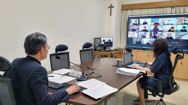 세계주교대의원회의(세계 주교시노드) 제16차 정기총회 준비를 위한 제1차 교구 책임자 전체 모임. (사진 제공 = 한국 천주교주교회의)<br>