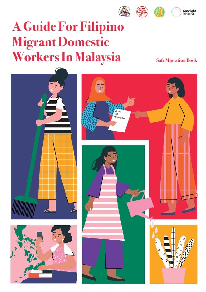 국제가사노동자연맹이 만든 말레이시아에서 일하는 필리핀 가사노동자를 위한 안내서. 이주노동자에게 실제로 필요한 사항과 더불어 성폭력을 포함해 일터에서 벌어지는 다양한 형태의 괴롭힘에 대해 인지하고 있어야 한다고 알리고 있다. (이미지 출처 = 국제가사노동자연맹 홈페이지)