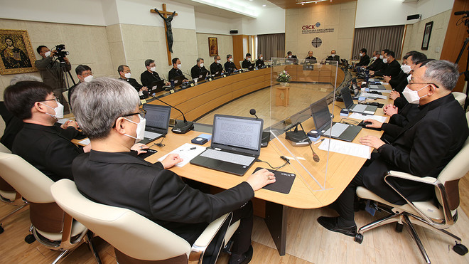한국 천주교주교회의 2022년 춘계 정기총회 모습. (사진 제공 = 한국 천주교주교회의)