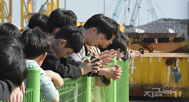 2019년 세월호참사 기억 순례에 나선 광주대교구 청소년, 청년들. ⓒ정현진 기자<br>