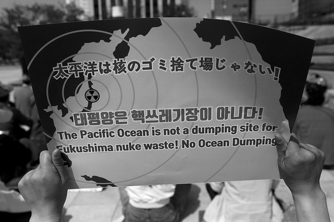 후쿠시마 핵오염수 해양 방류를 반대하고 있는 시민들의 모습. ⓒ장영식<br>