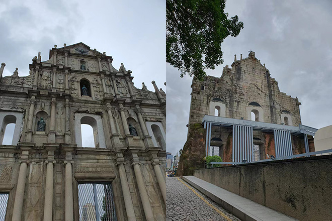 보존된 마카오 성바오로 신학교 성당 전면과 후면. ©오현석