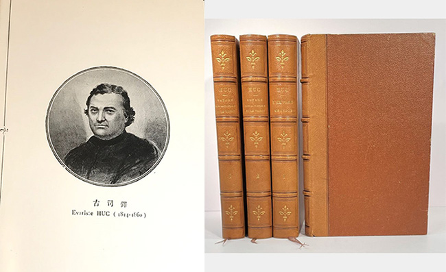 (왼쪽) 에바리스트-레지 윅(Évariste Régis Huc, 古伯察)의 초상화. (오른쪽) 윅이 쓴 책, "타타르-티베트 여행기"(1853)와 "중화제국"(L'empire chinois, 1854) 겉표지. 에바리스트 윅은 1813년 6월 1일, 프랑스 타른에가론(Tarn-et-Garonne) 지방의 카일뤼스(Caylus)에서 태어났다. 1836년 10월 9일, 신학교에 입학. 1839년 1월에 사제 서품. 그해 7월에 마카오에 닿았고, 1841년 6월에 서만자에 도착했다. 티베트 여행 후, 북경과 절강(浙江)에서 지냈다. 1852년 프랑스 귀국. 1853년 12월에 라자리스트를 탈퇴했다. 가베와 마찬가지로 윅 역시 티베트로 돌아가려는 갈망이 컸다. 하지만 티베트 선교지가 파리외방전교회에 맡겨지자 크게 분노했다 한다. 그가 라자리스트를 탈퇴한 이유 가운데 하나이기도 했다. 1860년 3월 25일, 파리에서 세상을 떴다. (이미지 출처 = abebooks.com, limage-et-le-livre.com)