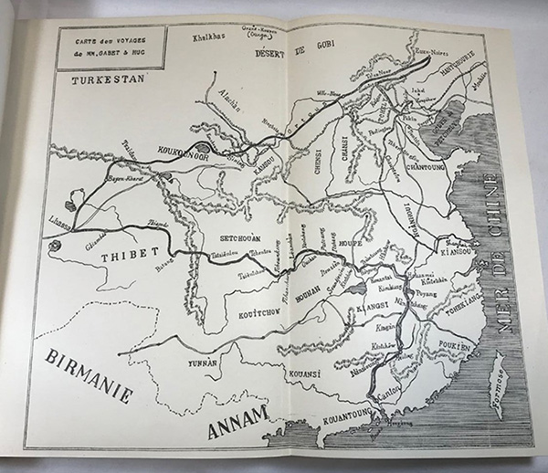 가베와 윅의 여정을 표시한 지도. 1926년 북경 라자리스트 출판사가 윅의 