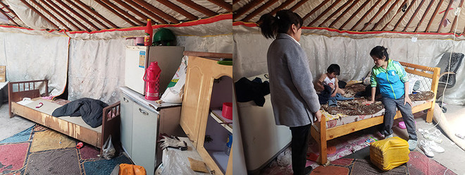 체쯔동 아동이 살고 있는 게르 내부. ⓒ한국희망재단<br>