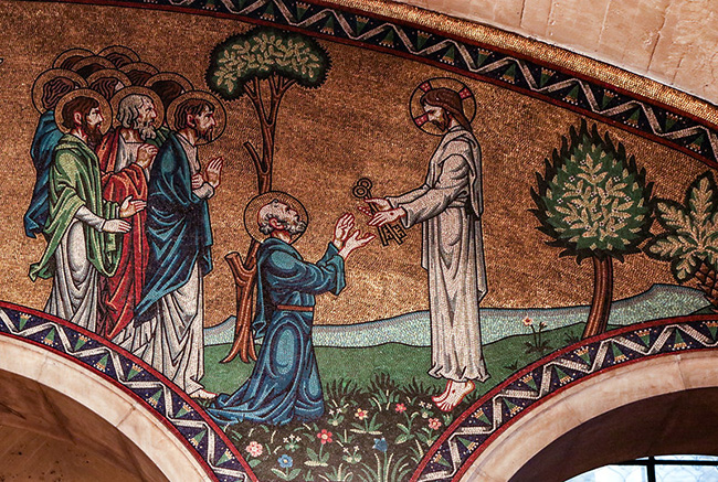 제자 베드로에게 두 열쇠를 건네는 예수 그림. (이미지 출처 = Flickr)