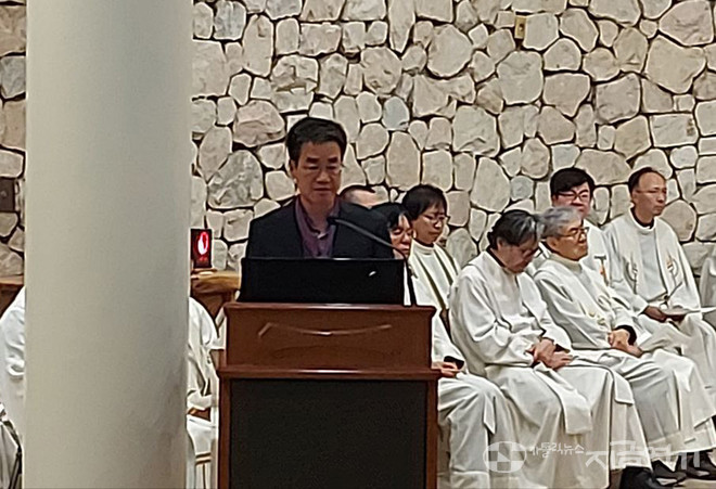 이날 이태원 참사 유가족을 대표해 이성환 씨가 발언했다. ©경동현 기자