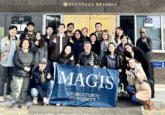 조지타운대 마지스 세미나에 참여한 학생들이 의정부교구 파주 엑소더스를 방문한 날. (사진 제공 = 조민아)