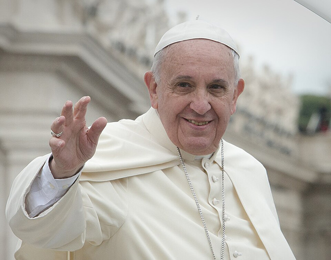 2014년 4월 27일 교종 성 요한 23세와 성 요한 바오로 2세 시성식에서 프란치스코 교종 모습. (사진 출처 =&nbsp;