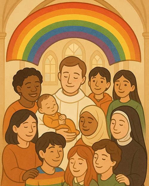 남녀노소와 남녀노소에 해당되지 않는 모든 이도 환대하는 교회가 된다면. (그림 출처 = 챗지피티 생성)