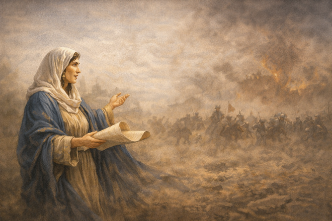 훌다는 기원전 7세기 남유다 왕국을 다스리던 요시야 임금 시절 발견된 율법서와 관련해서&nbsp;열왕기와 역대기에 짧게 등장한다. (그림 생성 = 챗지피티)<br>