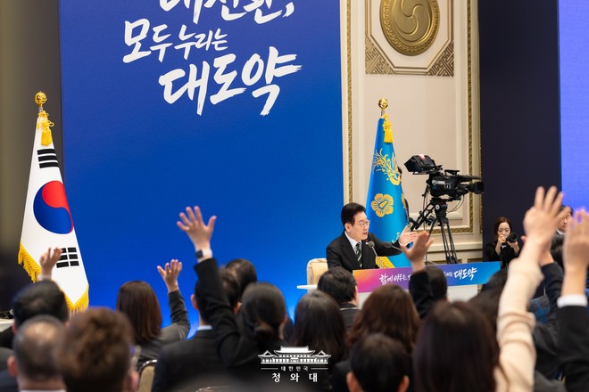 1월 21일 이재명 대통령 신년 기자 회견 모습. (사진 출처 = 청와대 누리집)