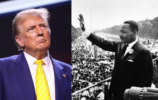 (왼쪽부터) 미국 도널드 트럼프 대통령, 마틴 루터 킹 주니어 목사. (사진 출처 =&nbsp;commons.wikimedia.org,&nbsp;dcjournal.com)
