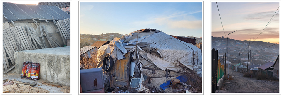 석탄 구매도 여의치 않아 페트병과 폐지, 타이어를 태워 한기를 버티는 게르촌 주민들. ⓒ한국희망재단<br>